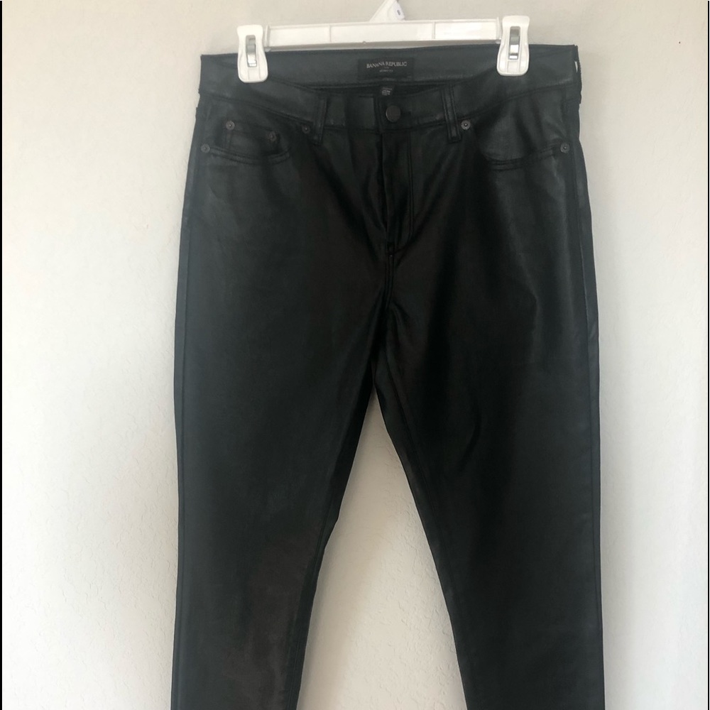 Banana Republic Black Leather Skinny Jeans